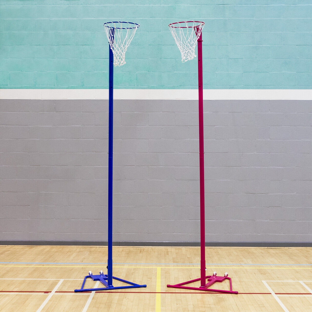 FREESTANDING NETBALL POSTS [SCHOOL STANDARD] [Colour: Blue] [Single or Pair:: Single]