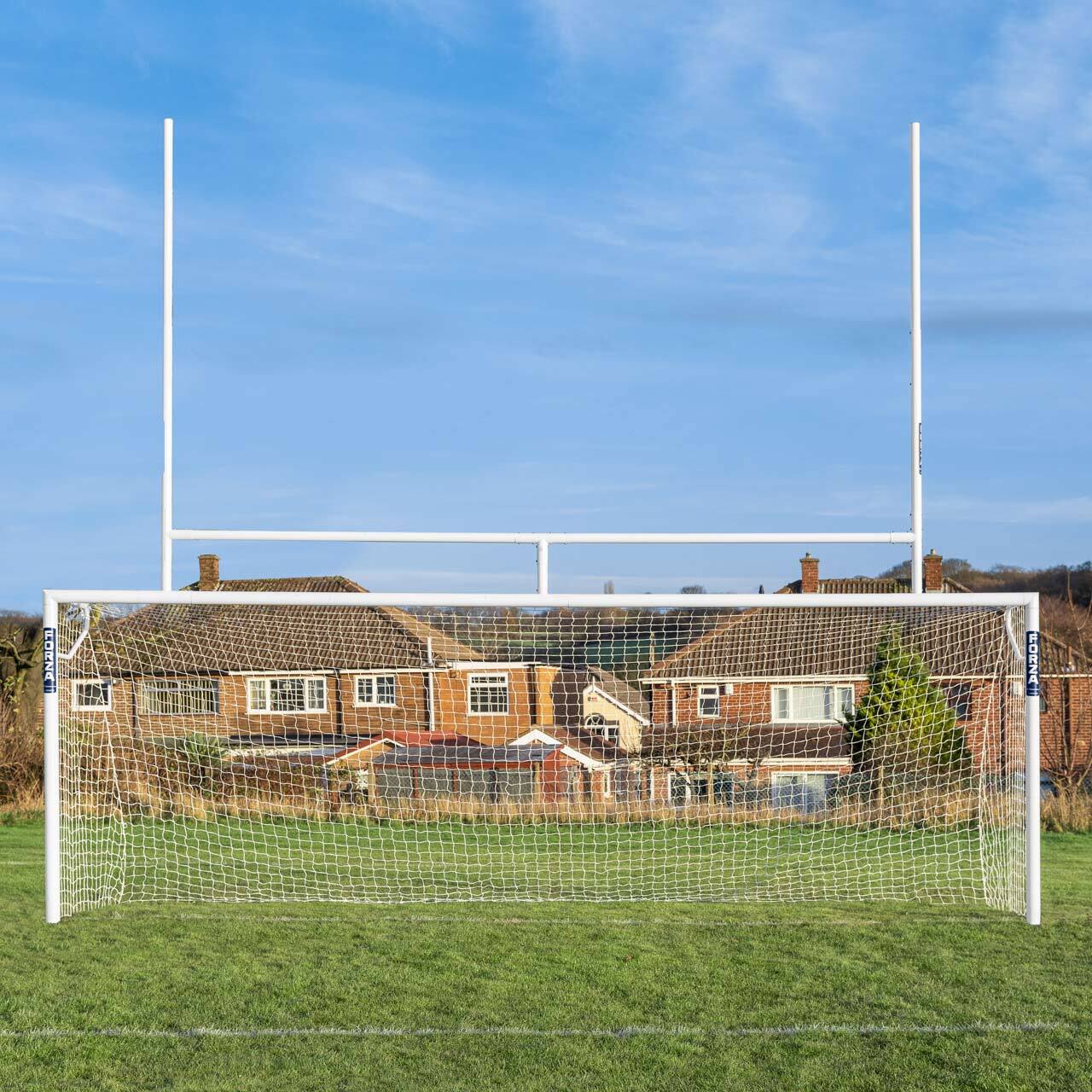 SOCKETED ALUMINIUM SOCCER & RUGBY COMBINATION GOALS [Combination Goal Size:: 7.3m x 2.4m] [Single or Pair:: Pair]