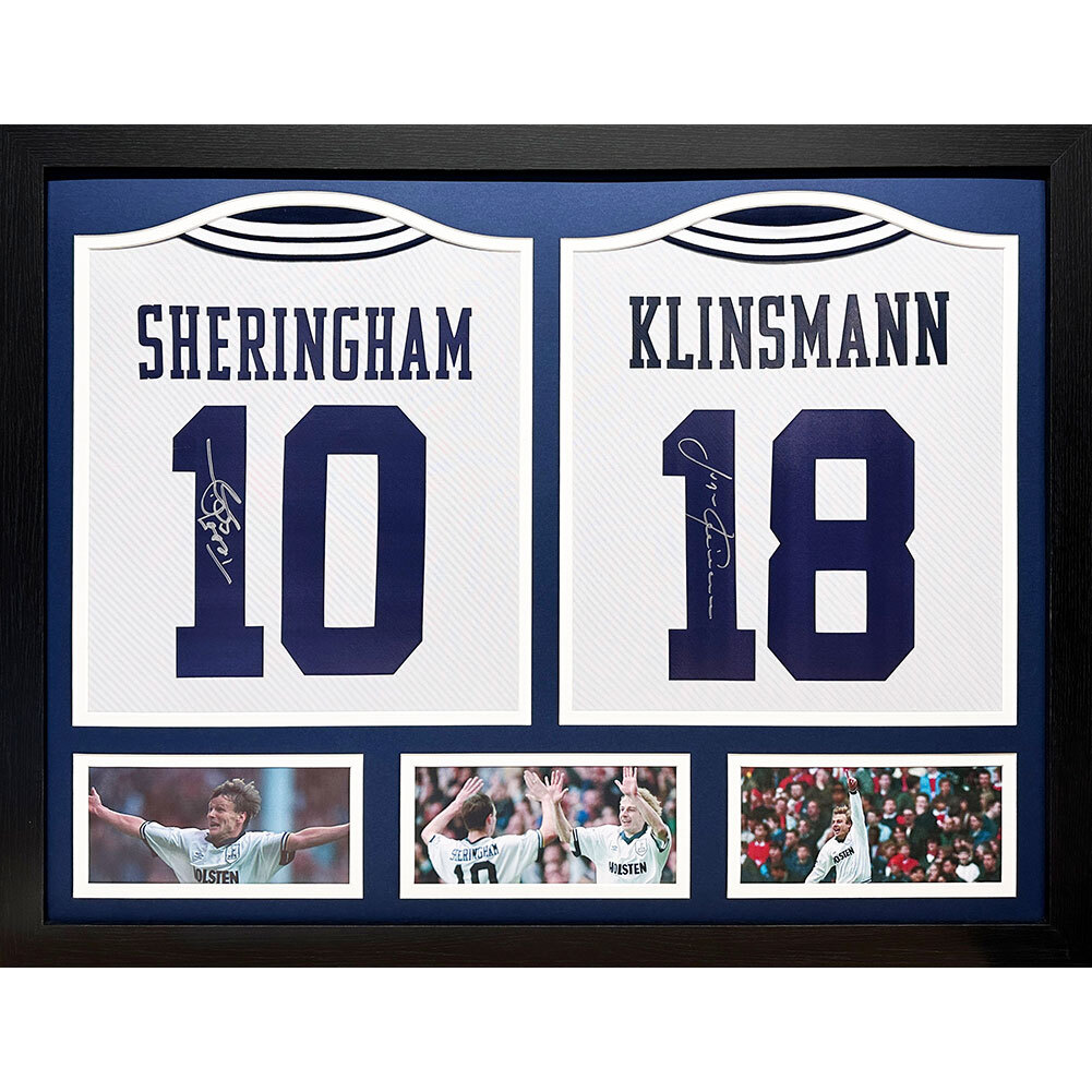 Tottenham Hotspur FC 1994 Klinsmann & Sheringham Signed Shirts (Dual Framed)