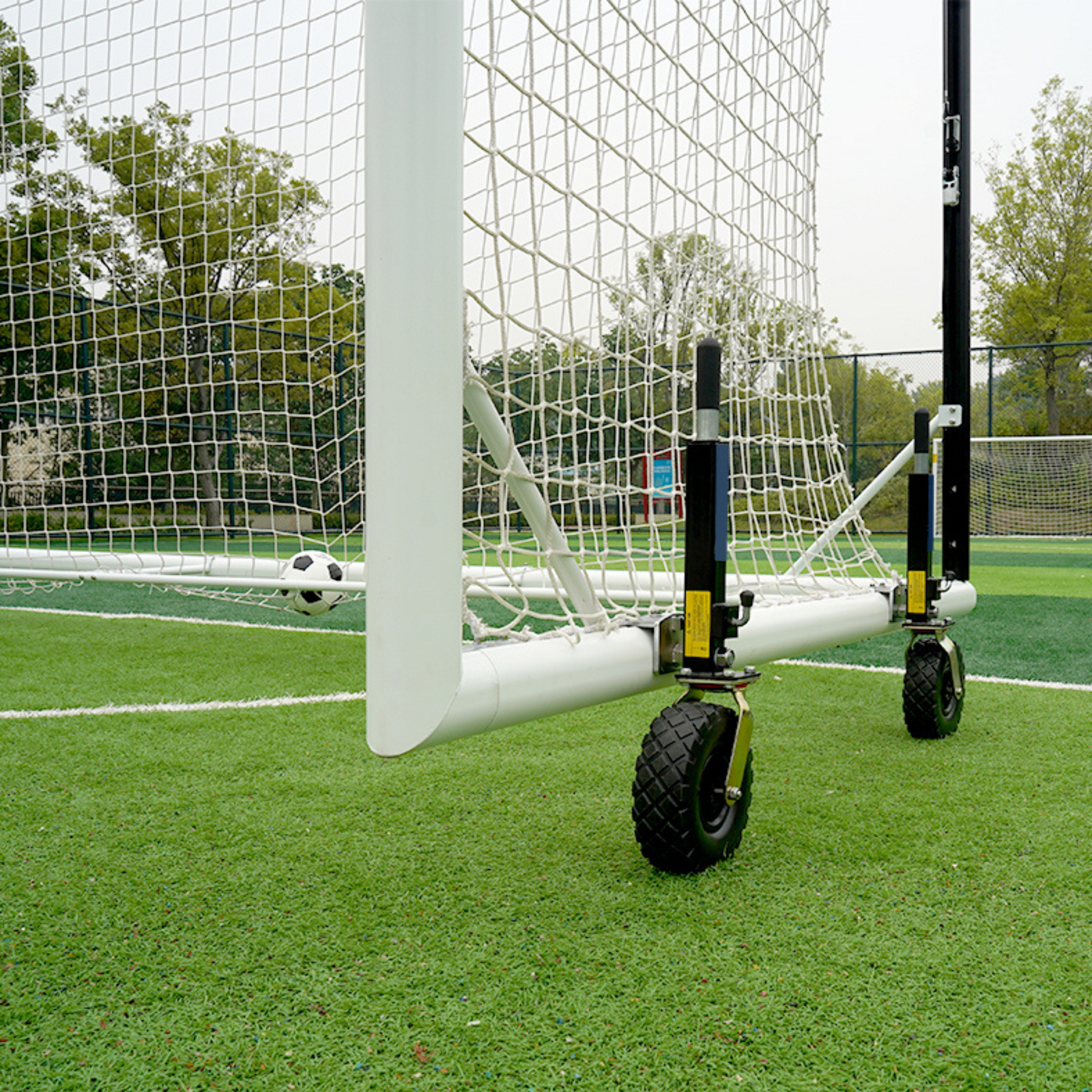 7.3m x 2.4m Cazna ALU110 Freestanding Box Stadium Soccer Goal [Single or Pair:: Single] [Wheel Options:: 360° Wheels] [Goal Weights:: With Weights]