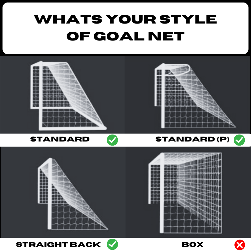 2.4m x 1.8m REPLACEMENT SOCCER GOAL NETS [Style: Standard] [Size:: 2.4m x 1.8m x 0.4m x 1.2m] [Thickness:: 3mm | White]