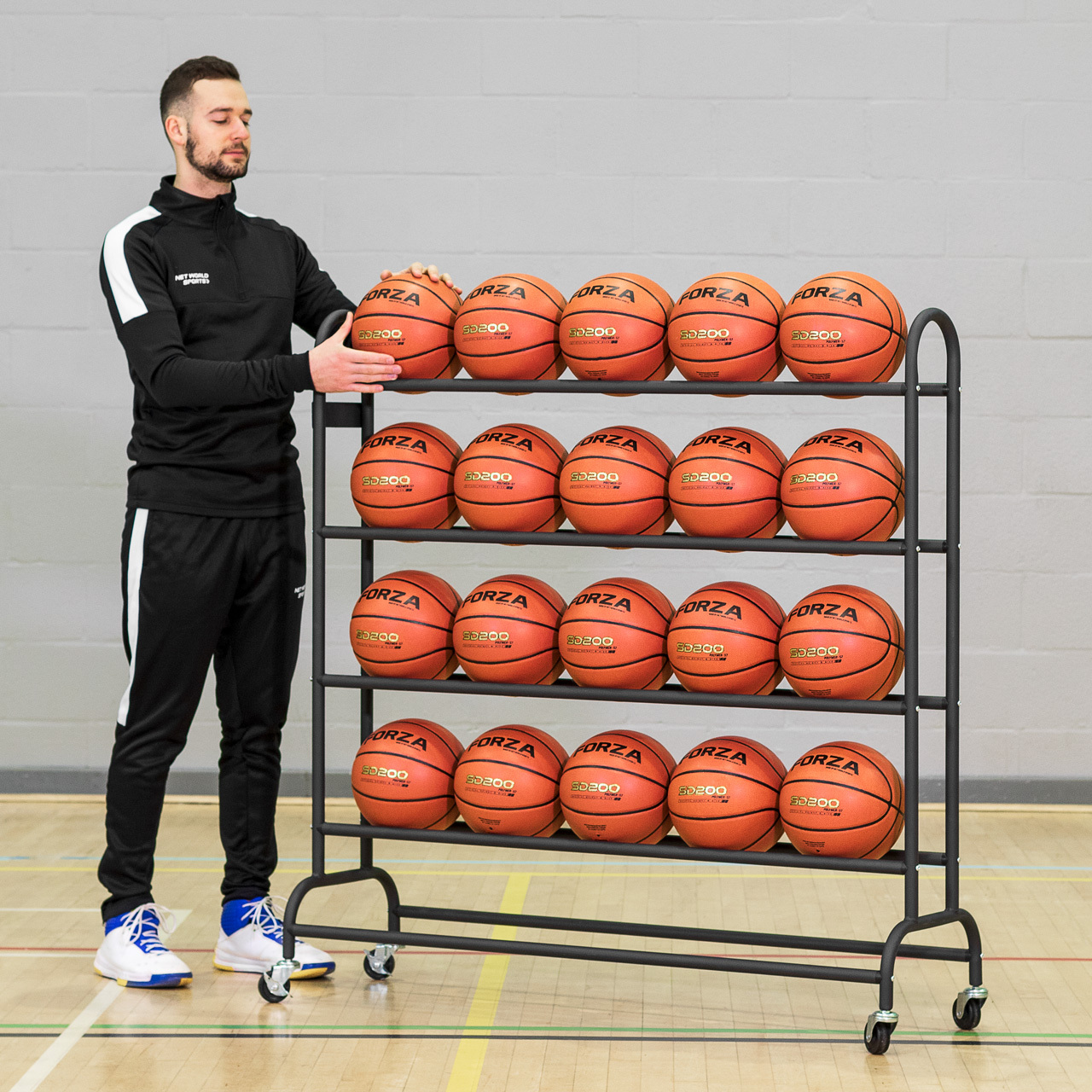 FREESTANDING BASKETBALL TROLLEY [20/40 BALLS] [Ball Capacity:: 40 Balls]