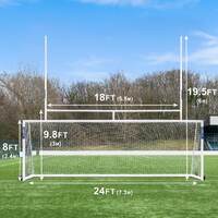 FREESTANDING ALUMINIUM SOCCER & RUGBY COMBINATION GOALS [Combination Goal Size:: 7.3m x 2.4m] [Single or Pair:: Single]